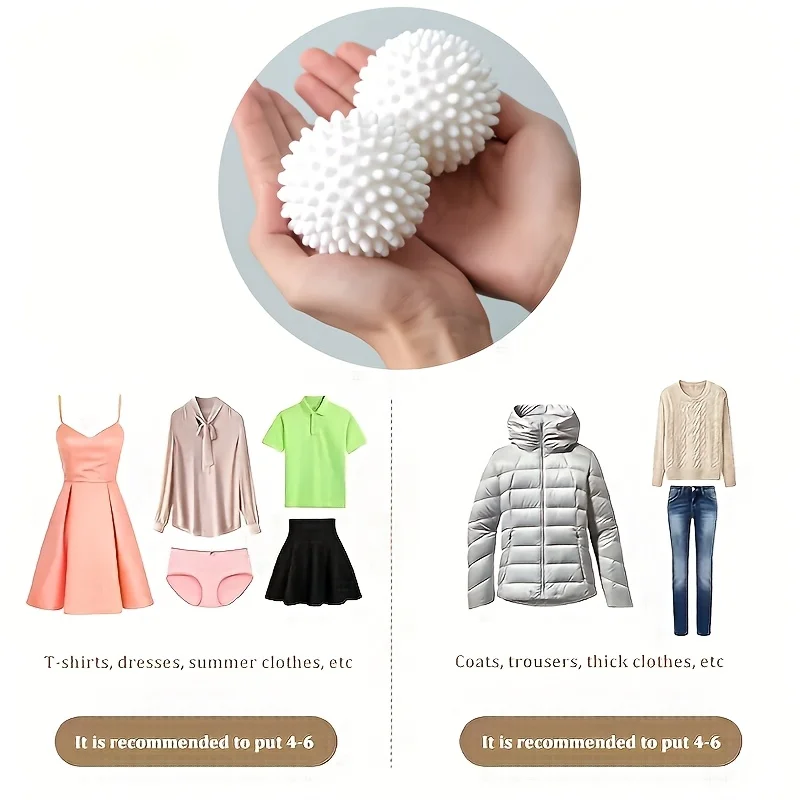 Bola de lavanderia de silicone de 6 peças, bola de lavanderia de tambor anti-sujeira, suprimentos de limpeza essenciais para lavanderia reutilizável