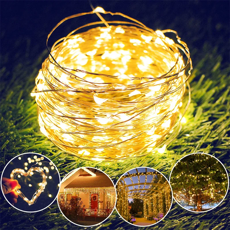 USB Led Fata Luci Filo di Rame Stringa 20M 200LED Vacanza Lampada Esterna Ghirlanda Per L'albero Di Natale Decorazione Della Festa Nuziale