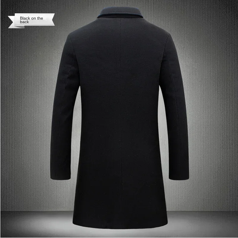 2024 frühling Herbst Neue Lange Baumwolle Mantel Neue Wolle Mischung Reine Farbe Casual Business-Mode männer Kleidung Schlank Windjacke