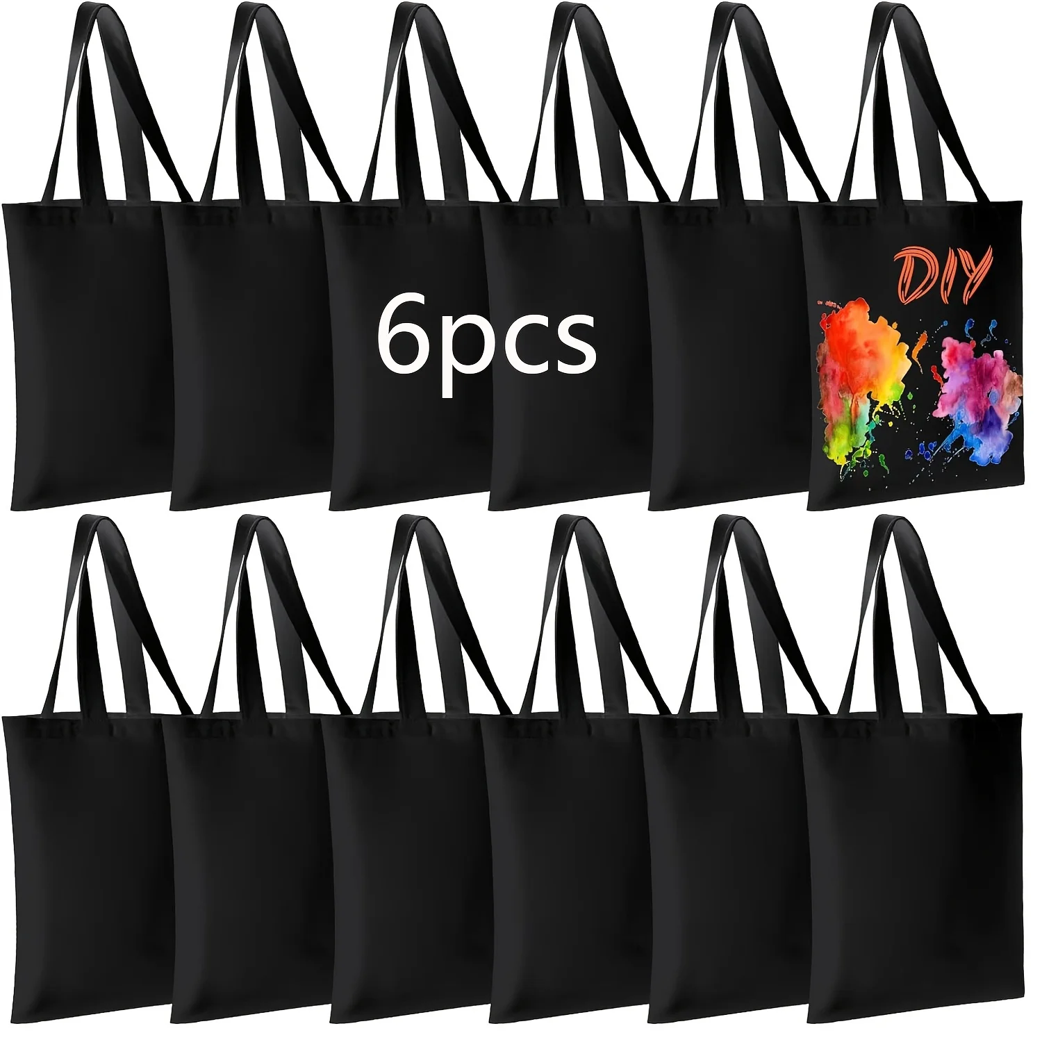 Confezione da 6 borse vuote fai-da-te: borse per la spesa lavabili e riutilizzabili per progetti di trasferimento di calore/sublimazione, ideali per lo shopping ed errori