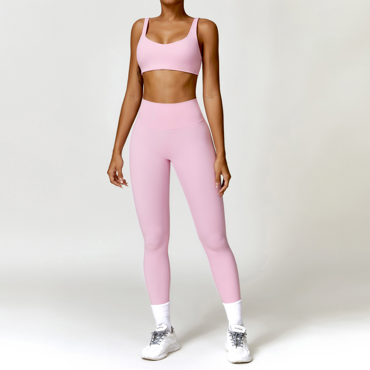 Chándal para mujer, conjunto de Yoga, ropa deportiva de 2 uds., ropa de entrenamiento, ropa atlética, Legging para gimnasio, sujetador de Fitness, Top corto, trajes deportivos de manga larga