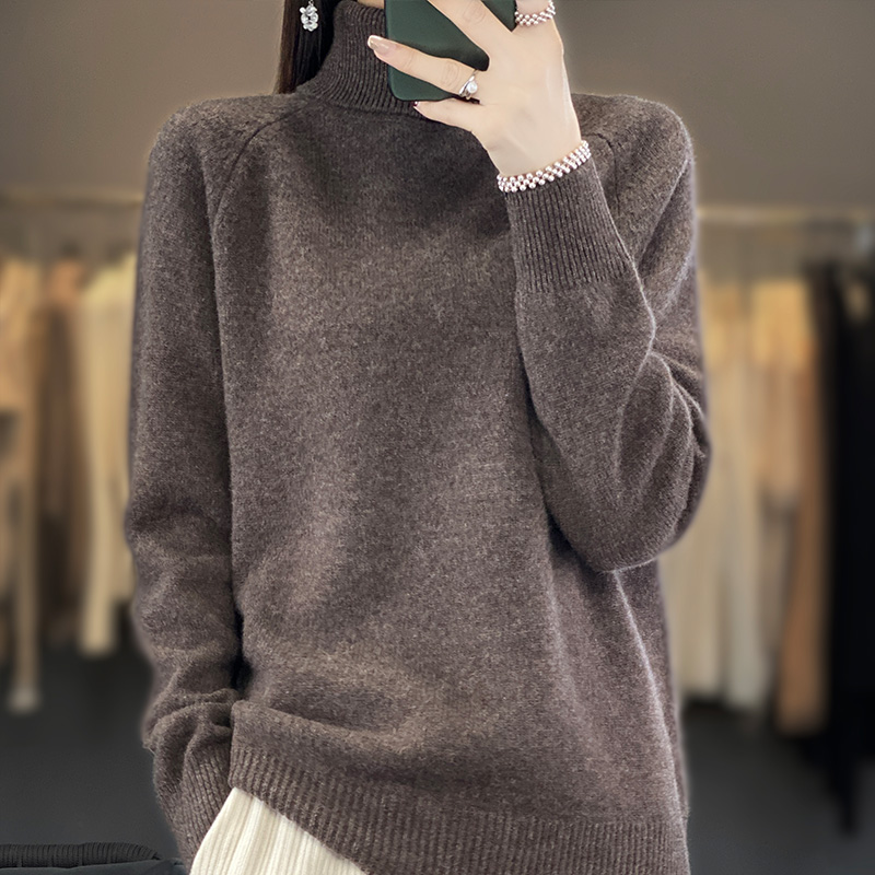2023 novo outono inverno camisola de caxemira feminina gola alta solta sólida pulôver blusas de caxemira senhoras