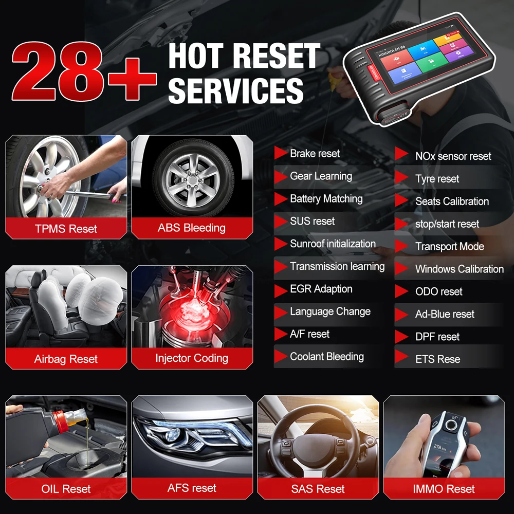 KINGBOLEN S6 Vollsystem-OBD2-Scanner, professionelles Diagnosetool mit 28 Reset-Funktionen, EOBD-Scan-Tool FCA SGW, kostenloses Update