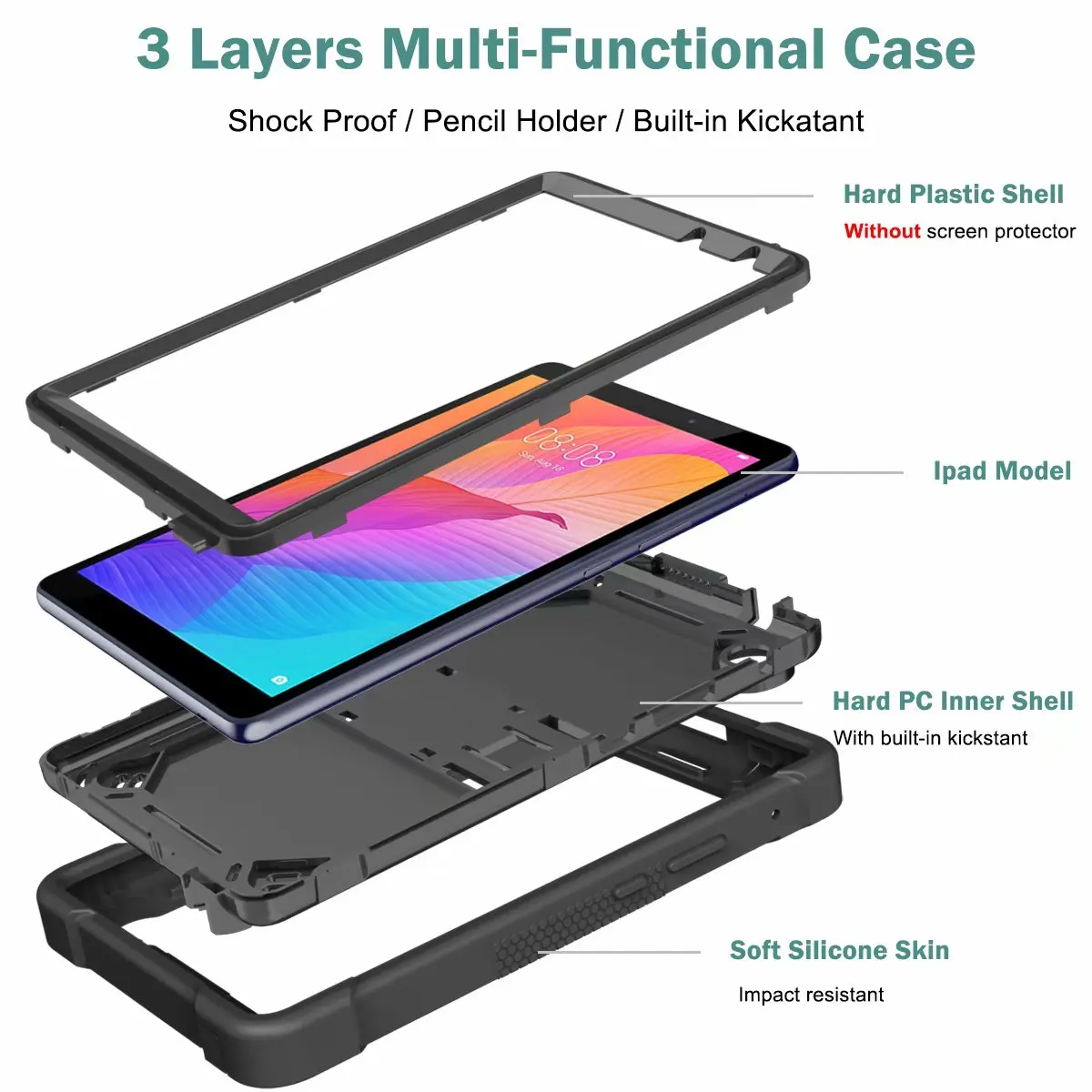 For Samsung Galaxy Tab A9 Plus S9 A8 10.5 Armor Stand Case SM-X200 X205 A7 Lite 8.7 SM-T220 S6 Lite A7 10.4 S8 11 Cover Tablet