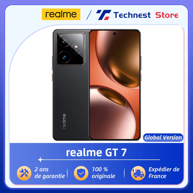 Versión Global realme GT 7 5G AI Smartphone MTK Dimensity 9400e 6000nits Pro-Esports Display 7000 mAh Batería 120W Ultra Charge