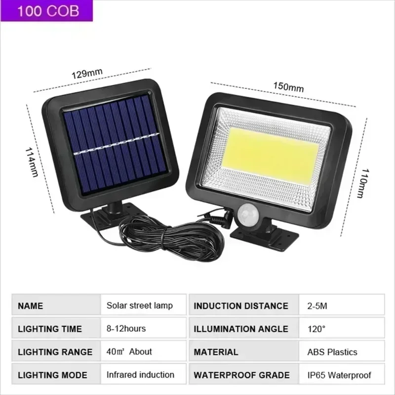 Luz Solar LED COB para exteriores, Sensor de movimiento PIR, colector Solar impermeable, farola de emergencia, iluminación de garaje, luces de seguridad para Patio
