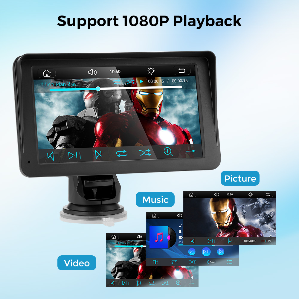 Lettore video multimediale per autoradio portatile Wireless CarPlay Android Auto Touch screen universale da 7 pollici con telecamera posteriore FM