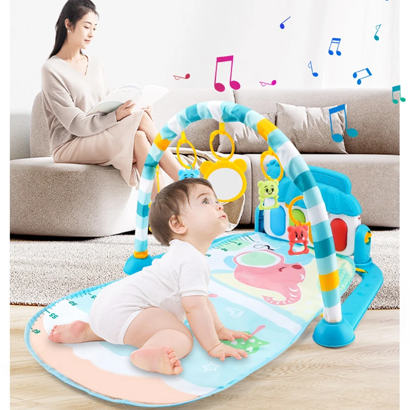 Musical bebê atividade ginásio rack jogar esteira criança quebra-cabeça tapete teclado de piano infantil playmat rastejando jogo almofada brinquedo do bebê presente