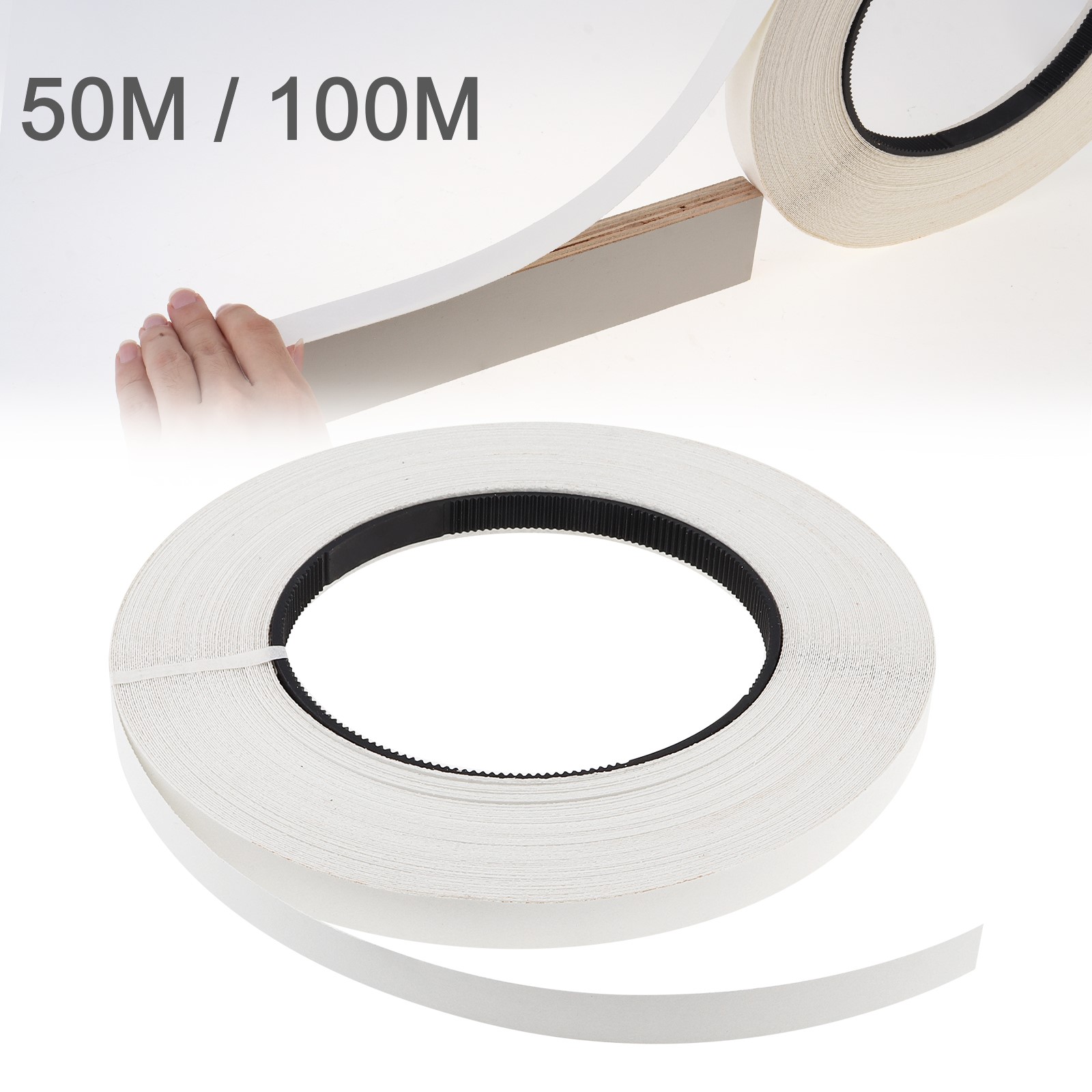 100 м белая меламиновая кромка, предварительно клееная кромка для шпона, мебельный шкаф, деревянная поверхность, кромка стола, лента
