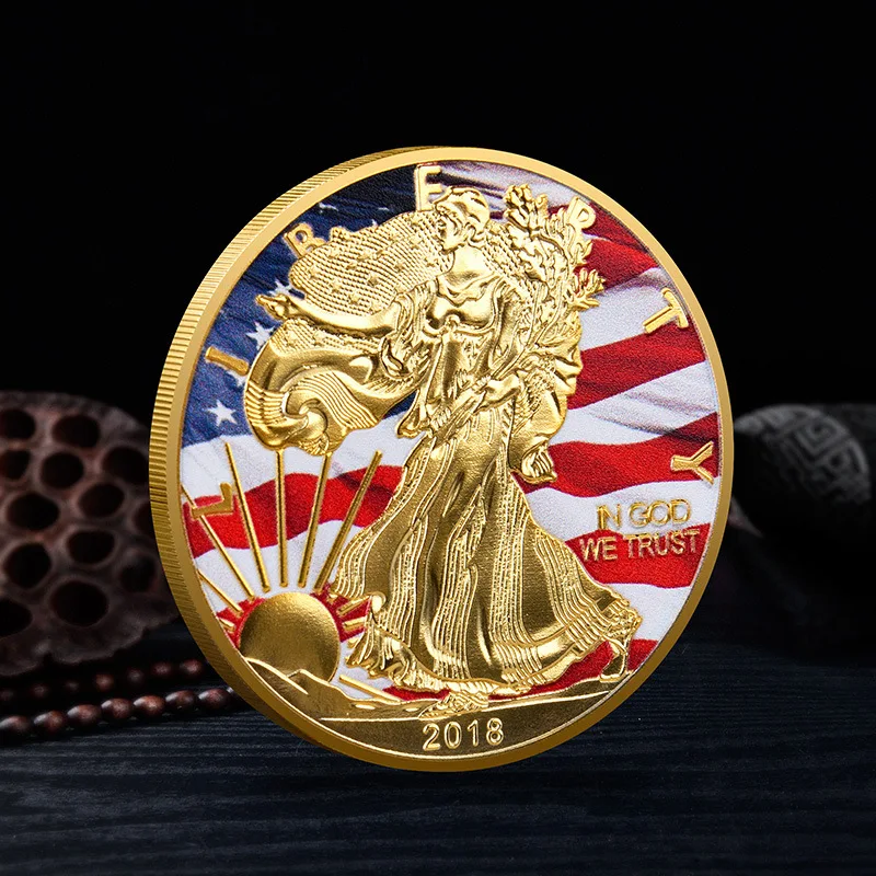 Moneda de recuerdo, estatua de la libertad de EE. UU., monedas de desafío pintadas de América, coleccionables, regalo fino de Año Nuevo de 1oz, colección exquisita