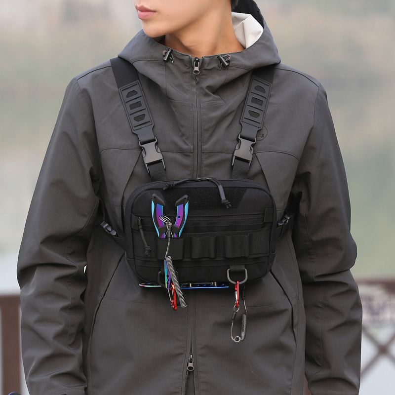 スポーツやアウトドア活動用のウエストバッグ付き多機能チェストベスト男性用バッグ bolso de pecho sac homme 가방 сумка bolsa