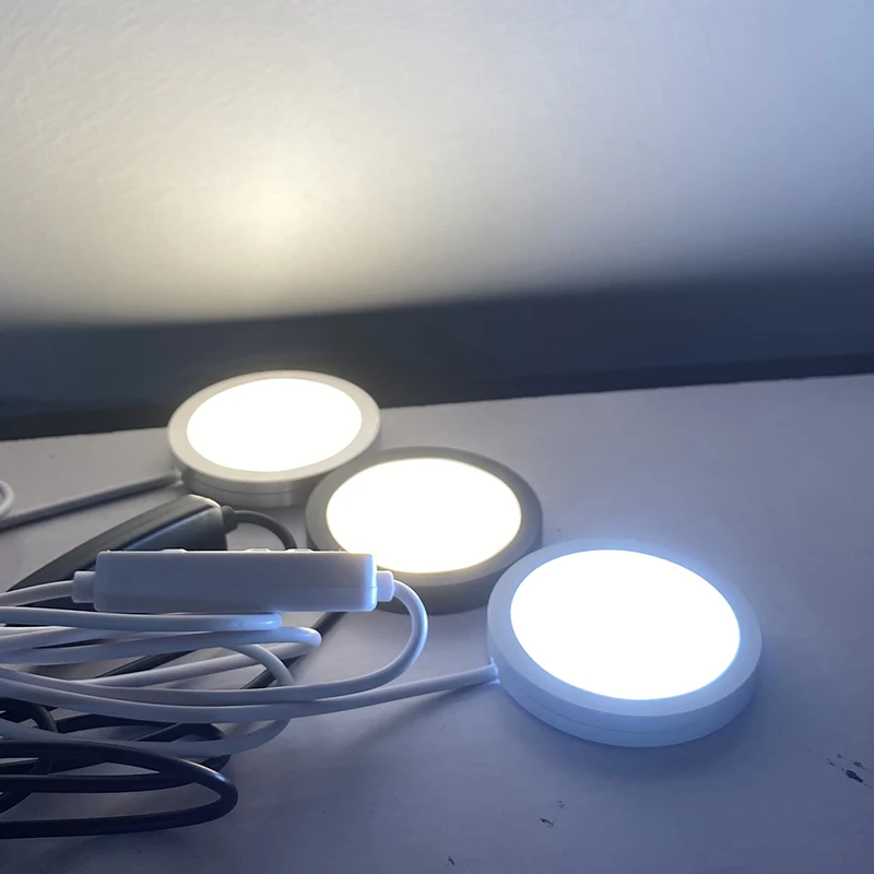 Ultrathin 8mm USB 5V 3W Dimmable Spotlight Surface Mounted Mini LED Circular Simple Ceiling Light  Exhibition Cabinet Lamp