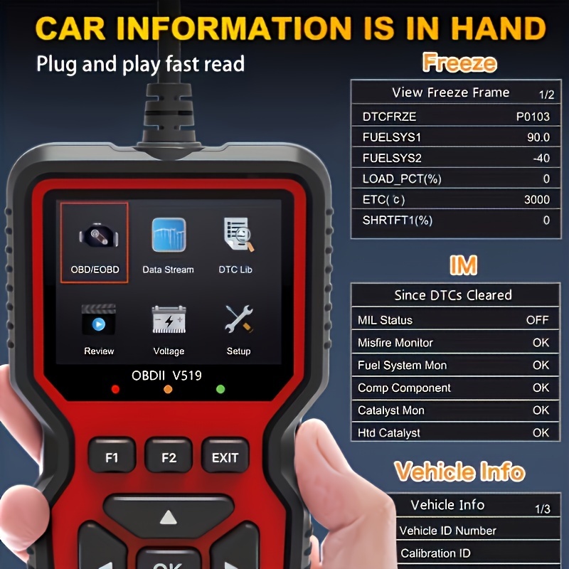 Outil de scanner OBD2-lecteur de code professionnel et outil de numérisation pour les données en direct, vérifiez la lumière du moteur et la lecture de code de diagnostic