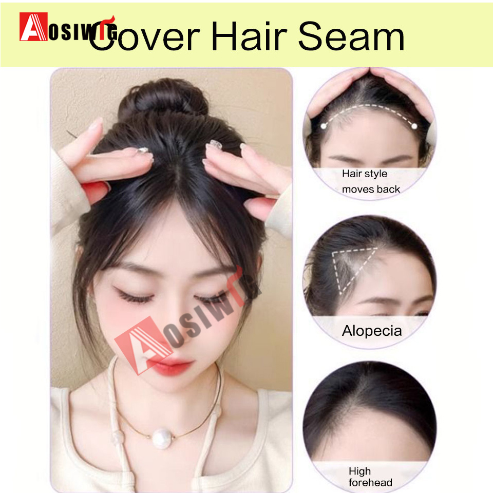 100% flequillo de cabello humano, flecos laterales con patillas para mujer, parte media 3D, flequillo falso, extensiones con Clip, accesorios para el cabello