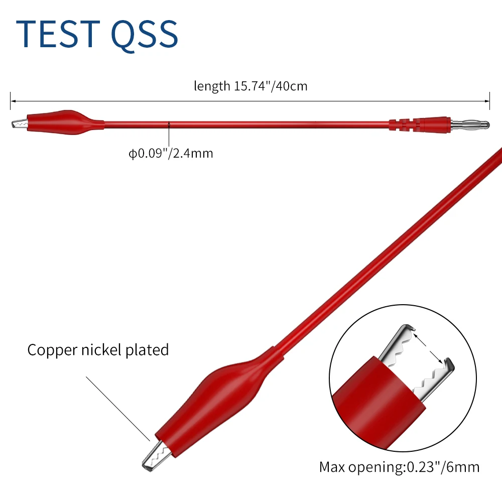 Kit de cables de prueba para multímetro QSS, conector Banana de 4MM a pinza de cocodrilo, cable de prueba con sonda de prueba, Kit de sondas traseras, pinza de cocodrilo Q.T8008