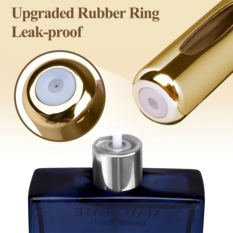 Mini atomizador de perfume recargable de aluminio, atomizador de perfume de viaje de 5 ml, dispensador de perfume portátil, estuche de perfume recargable Rugg