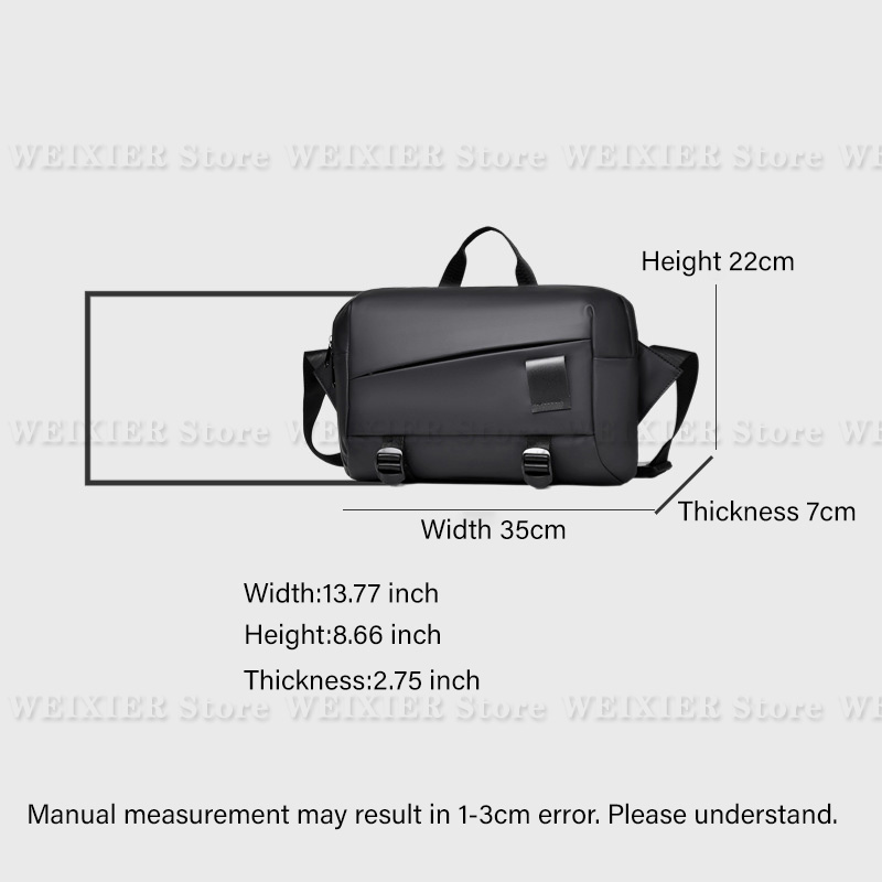 Weixier-男性用PUファブリッククロスボディバッグ、ハイエンド、すべてのマッチ、1つのショルダーバッグ、カジュアルブランド、大容量、ハイエンドシティ、13インチ