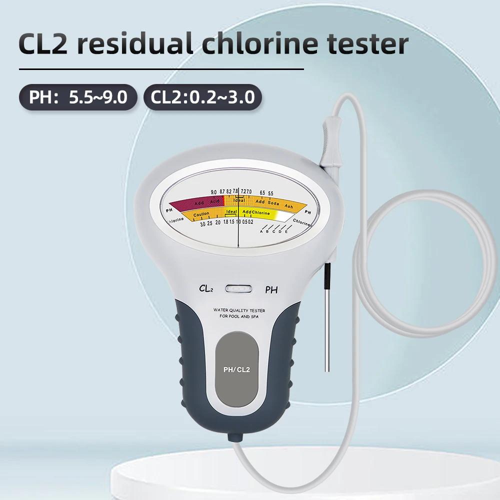 Probador de cloro Residual CL2 portátil 2 en 1 medidor de cloro PH PC-102 dispositivo de prueba de calidad del agua de cloro PH para acuario de piscina