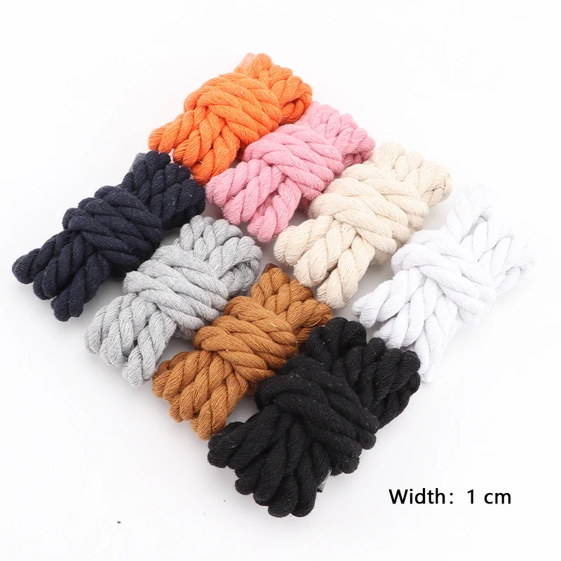 Cordones redondos de calidad tejidos a mano 1CM cordón de algodón de tres hilos Color sólido atrevido decoración torcida de algodón cordones para zapatos