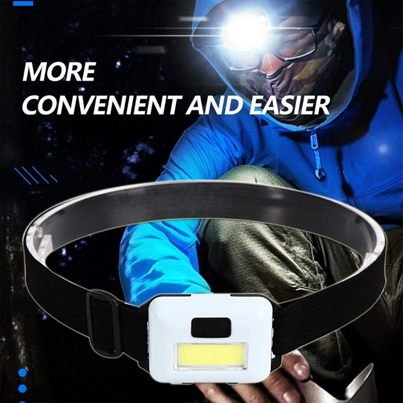 Mini faro LED COB, 3 modos, resistente al agua, linterna para cabeza, linterna para acampar al aire libre, pesca nocturna