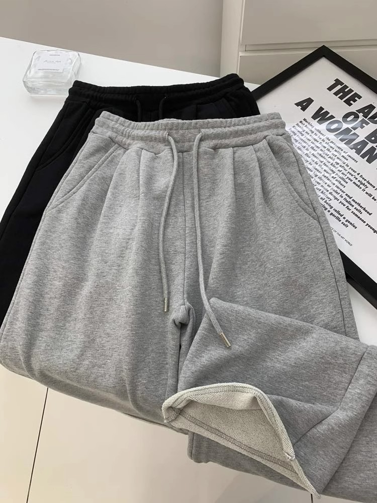 Harajuku Sle Loose Wide Leg Casual Sweatpants Women's Autumn Winter New Roll up Sensation Floor Length Pants Drawstring Str...