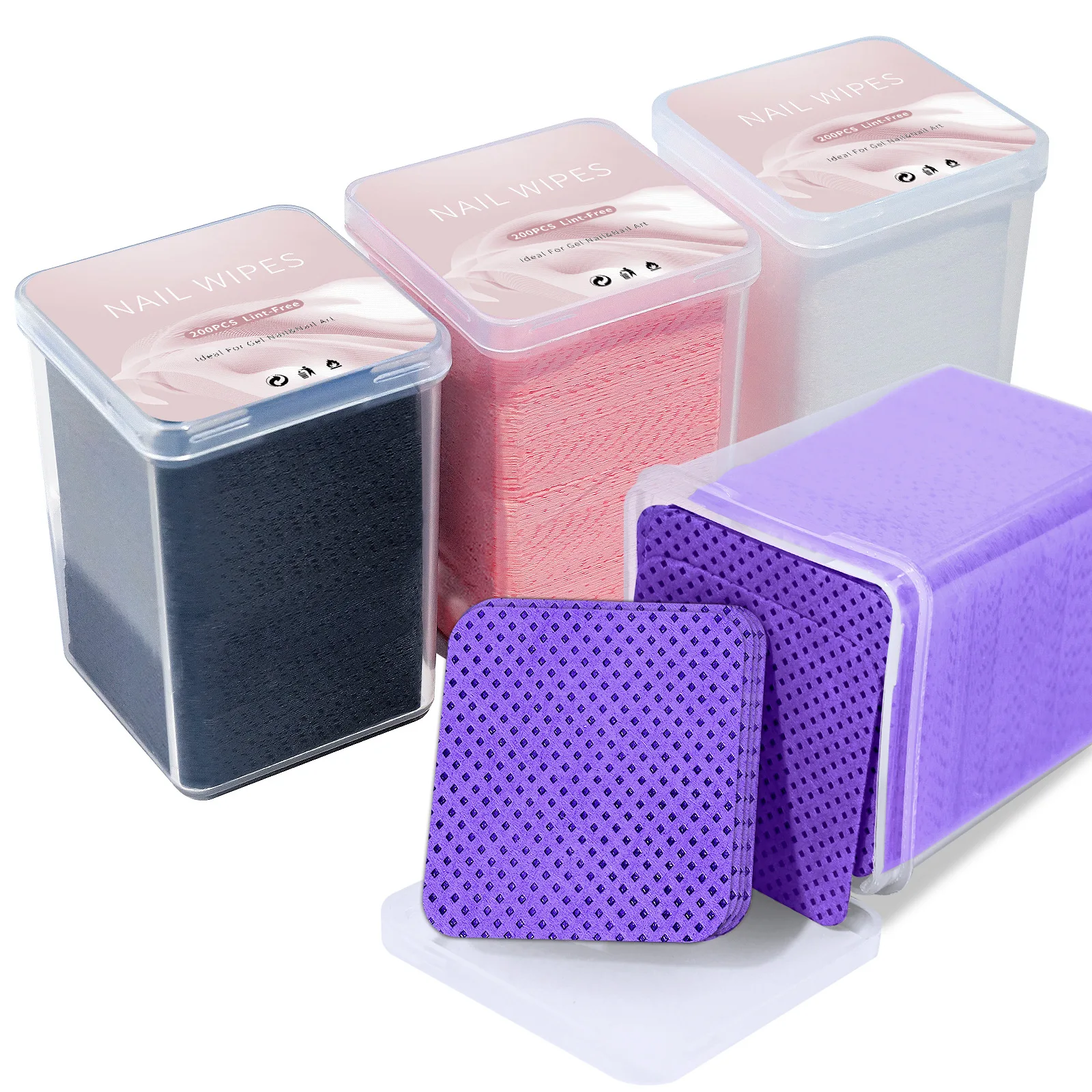 Quitaesmalte de uñas sin pelusa, toallitas de algodón, limpiador de puntas de Gel UV, almohadilla de papel, herramientas de manicura de limpieza artística de esmalte de uñas