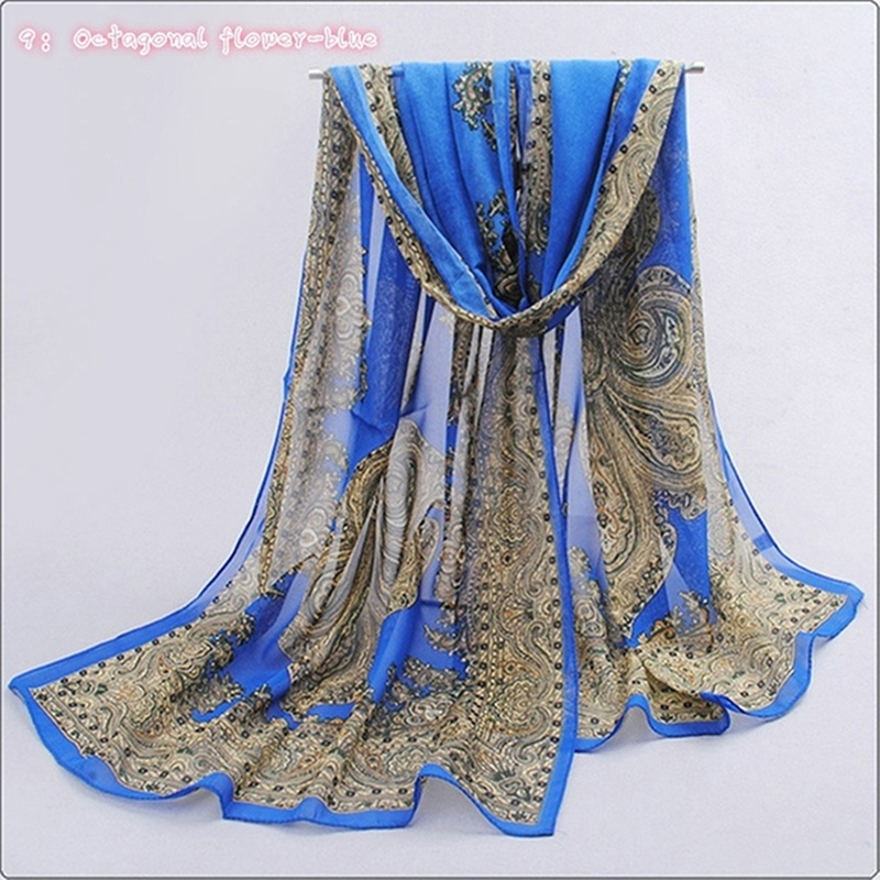 Women's Chiffon Scarf Fashion Casual Butterfly Branch Pattern Long Shawl Versatile Elegant Simple Retro Scarf for Female
