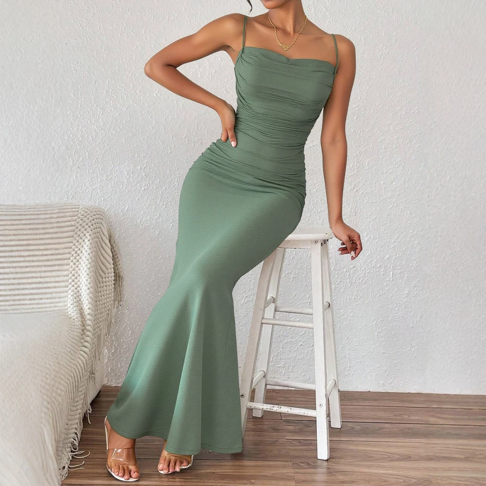 Mia Muse Abiti da festa da donna Maxi cinturino per spaghetti Elegante da sera sottile per invitati a un matrimonio Abiti da latte estivi multicolori