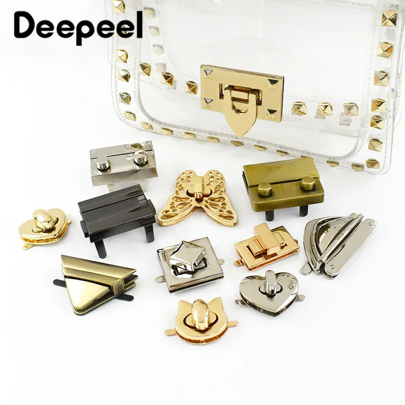 Deepeel 2Pcs Metal Lock Buckles for Women's Bags Turn Twist Locks Shoulder Bag Decor Closure Latch Clasp DIY Hardware Accessory