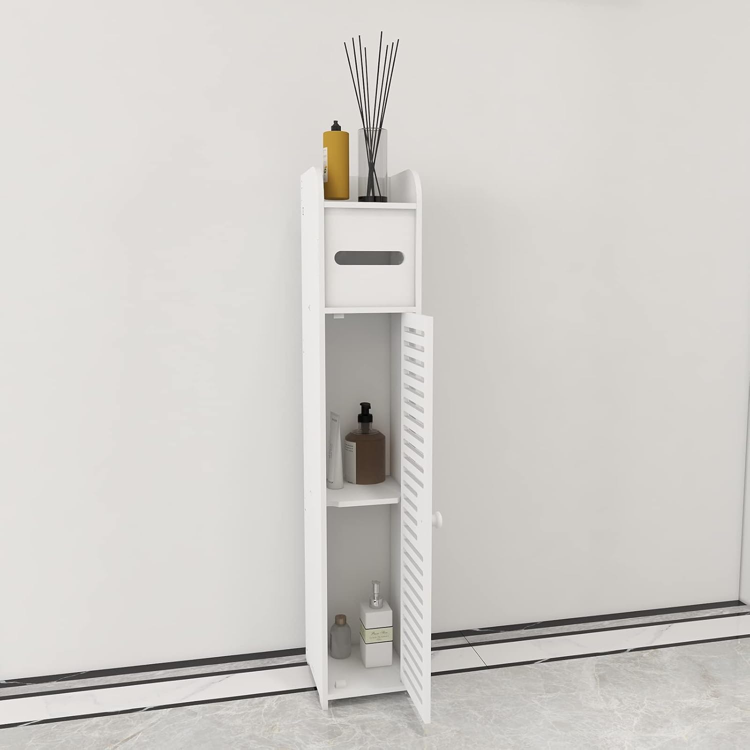 Bathroom Cabinet Bedroom Cabinet Bathroom Storage Cabinet White Tall Slim Shelf Cabinet Living Room Storage Riser
