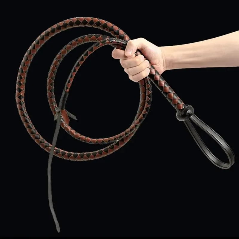 Frusta da equitazione in vera pelle da 240 cm Frusta da toro in pelle bovina per allenamento e performance di cavalli in stile occidentale