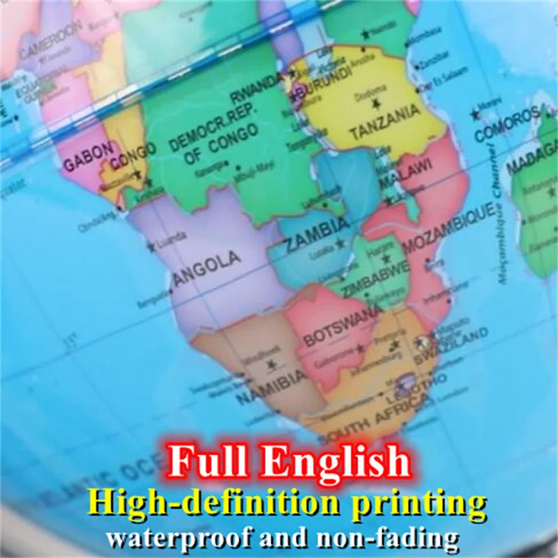 Sphere Diameter 25cm Pure English World Globe HD Printed 360° Student Teaching LED Light Desk Lamp Globe Metal ABS Office Crafts