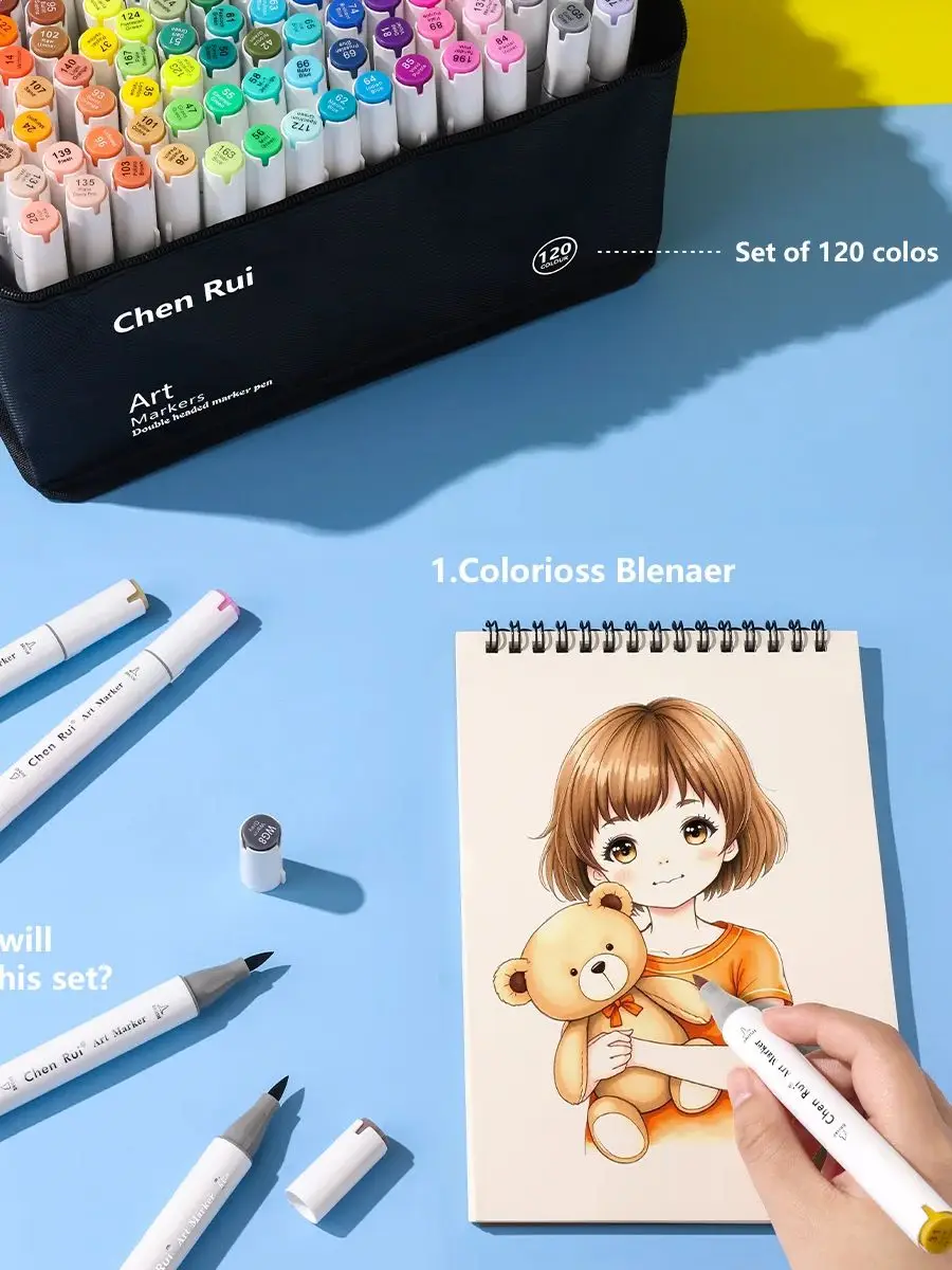 168/120/100/80/60/48 Colours Dual Tip Art Markers Sketch Pens Brush & Chisel Permanent Marker Pens With Base & Outline Markers D