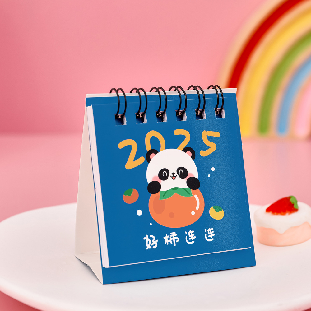 2025 Mini Desk Calendar Cartoon Standing Flip Desktop Calendar Small Daily Planning Monthly Calendar for Home Time manager