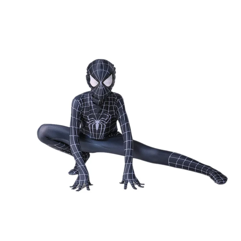 Costume da supereroe con ragno nero, personaggio del film, maschera di Peter Parker, costumi cosplay di Halloween
