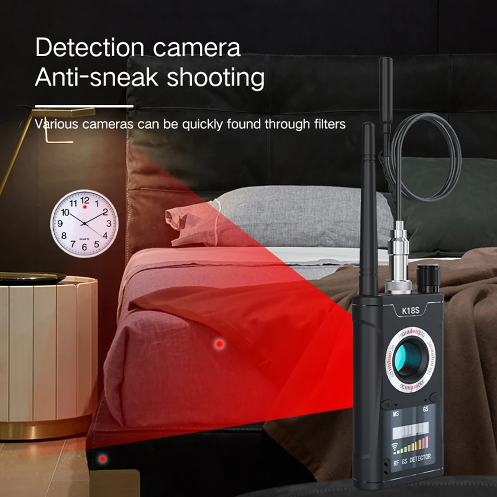 K18S GSM Wireless Detector Camera Audio Bug Finder GPS Signal lens Tracker Detect Multi-function Anti Camera