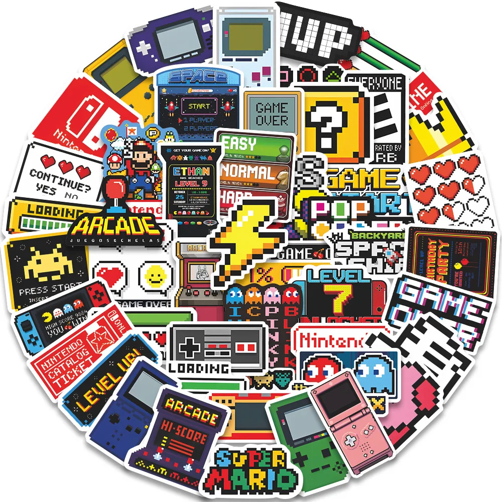 50PCS คลาสสิกเกมคอนโซลสติกเกอร์การ์ตูน Retro Nostalgia สําหรับสเก็ตบอร์ดรถจักรยานยนต์ Graffiti สติกเกอร์ของเล่น