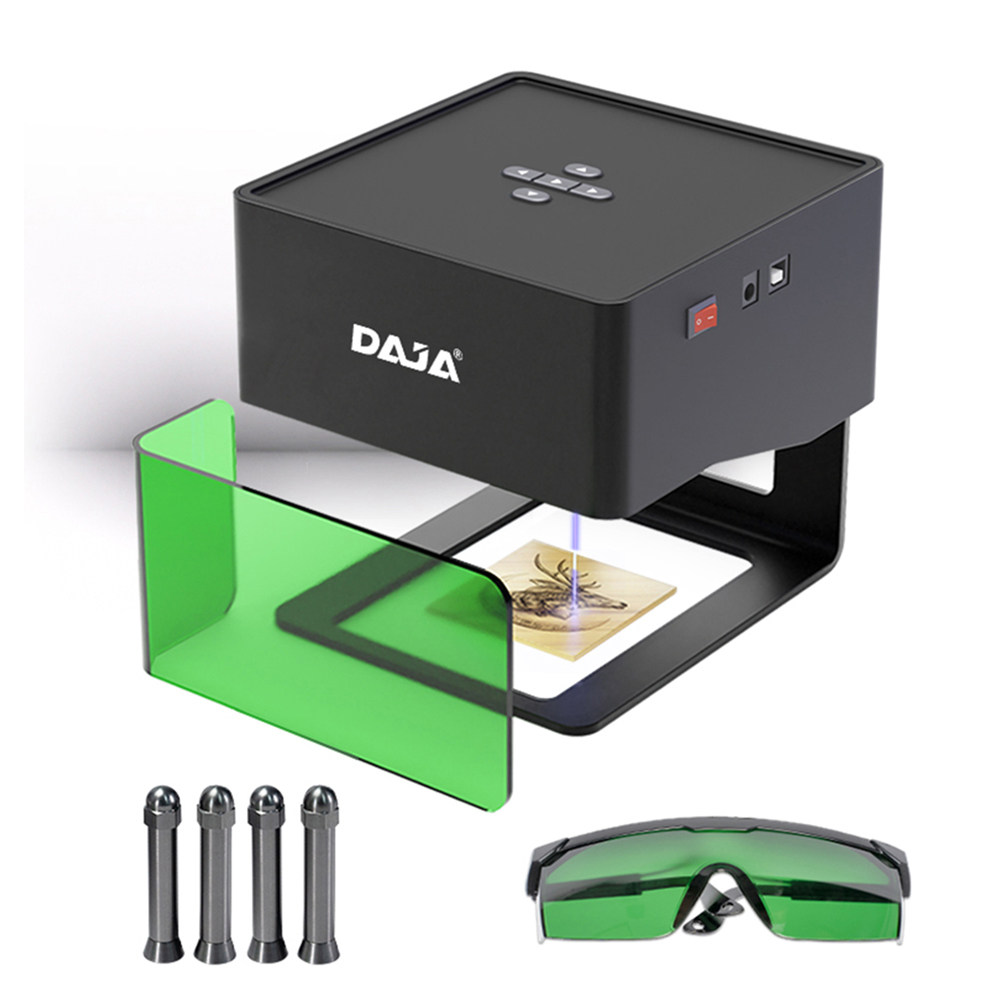DAJA DJ6 Lasergravierer, DIY-Markierungsgravurmaschine für DIY-Logo-Markierungsdrucker, 80 x 80 mm Schnitzbereich mit 4 erhöhten Säulen