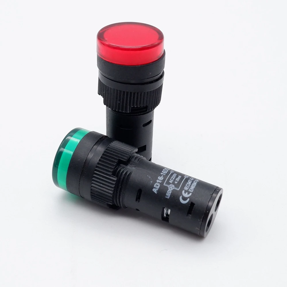 22mm Plastic Indicator Light AD16-22DS Red Yellow Blue White Green 12V 220V Panel Installation Signal Power LED Indicator Light