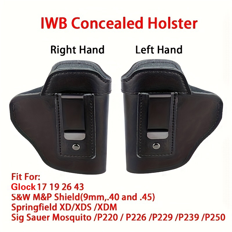 IWB Cowhide Concealed Inner Belt Gun Holster For Glock 17 19 43 S&W M&P P220 P226 P229 XD/XDS Hunting