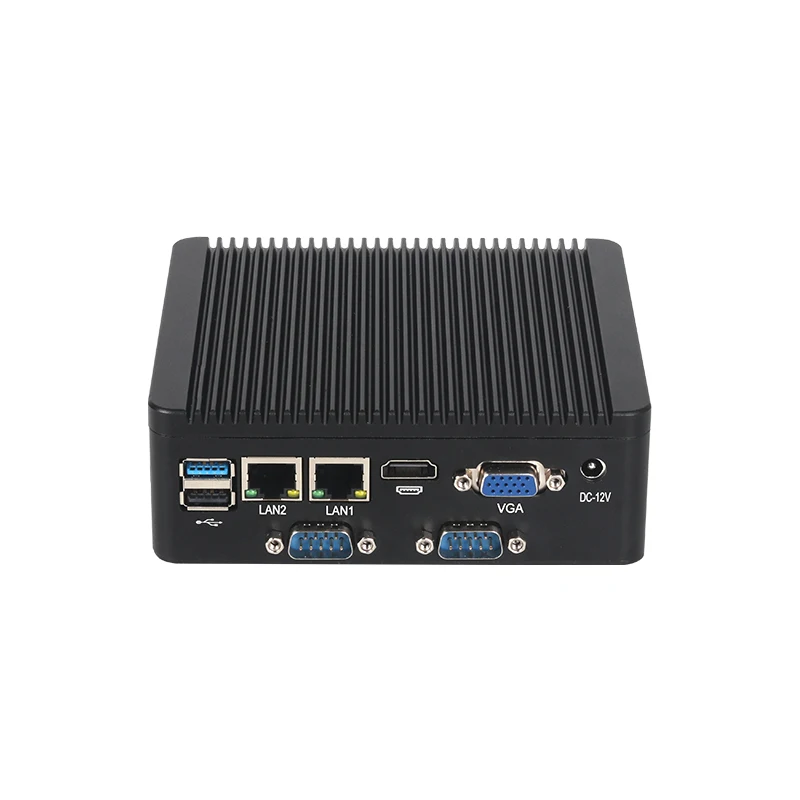 Lüfterloser Industrie-Mini-PC mit Inter N2840/J2900, unterstützt Windows10 LINUX mit 6xUSB 4xRS232/485 COM 2xLAN HDMI VGA-Computer