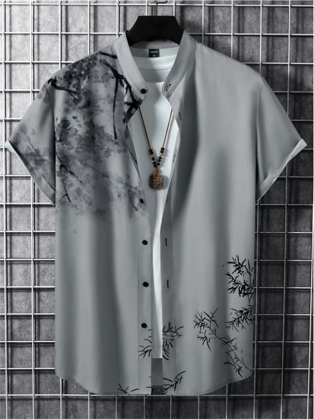 Men's plant-based shirt printed with high-definition patterns, soft and comfortable fabric, men's clothing