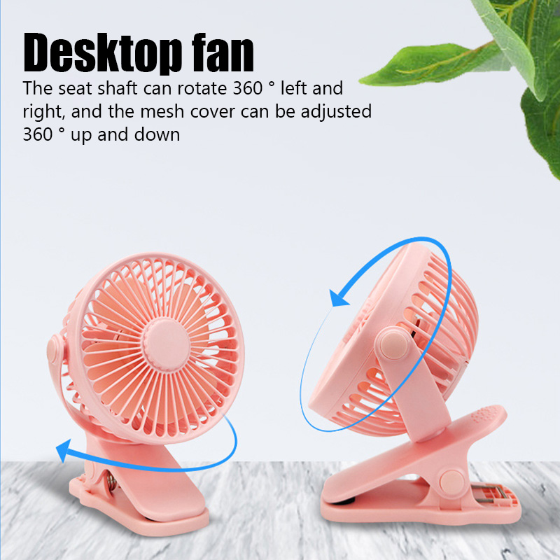 Ventilador de escritorio con clip Mini ventilador de escritorio de refrigeración USB silencioso de 3 velocidades 360 °   Gire los ventiladores eléctricos portátiles del clip del ventilador para el refrigerador de aire de los corchos