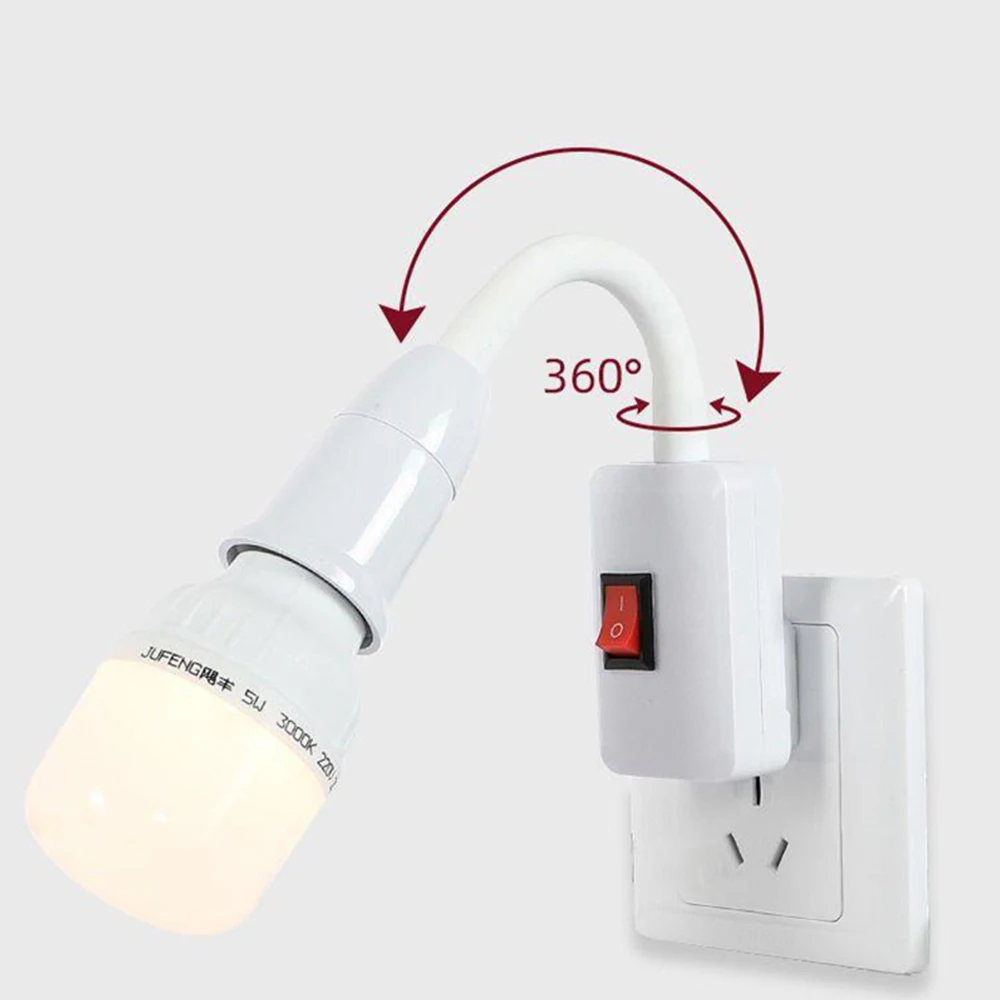 Cabezal de lámpara giratorio enchufable directo, convertidor de lámpara con enchufe E27 con interruptor, soporte de lámpara con enchufe UE EE. UU., lámpara de mesa LED, Base de lámpara ﻿
