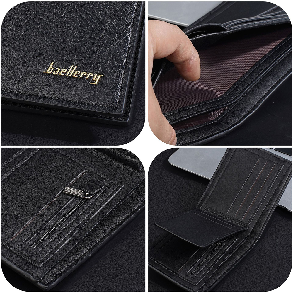 Baellerry Portafogli da uomo classici corti in vera pelle Porta carte da uomo con tasca portamonete di moda Qualità semplice