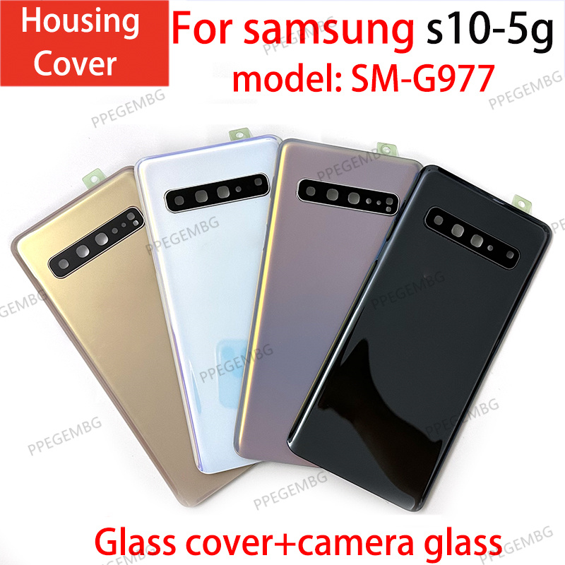 S10 5G vidrio para Samsung S10 5G G977 G977U G977F cubierta trasera de batería tapa de puerta trasera Panel carcasa carcasa reemplazo de lente de cámara