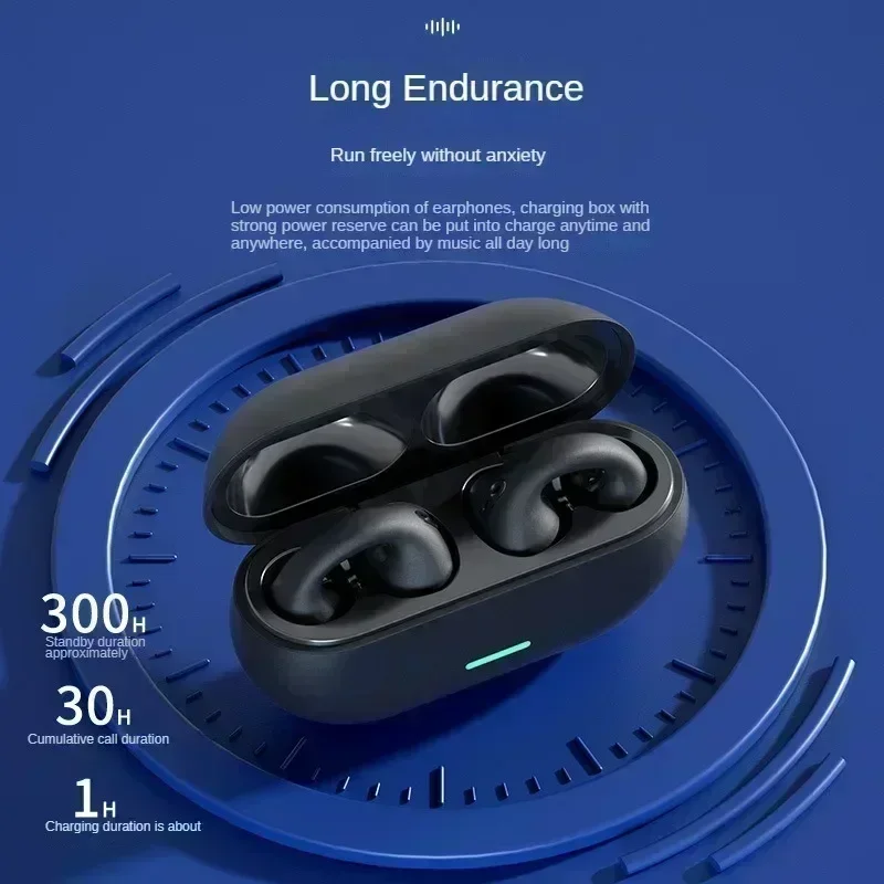 T75 Fone auriculares Bluetooth 5,3 auriculares inalámbricos de conducción ósea Clip oreja música cancelación de ruido llamada HD auriculares deportivos para juegos