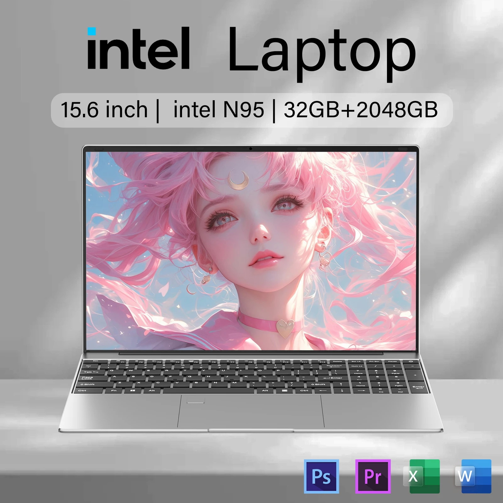 신형 15.6인치 휴대용 노트북 N95 32GB RAM 2048GB SSD 7500mAh 배터리 사무용 학습용 컴퓨터 PC 윈도우 11 프로 노트북 게이머용