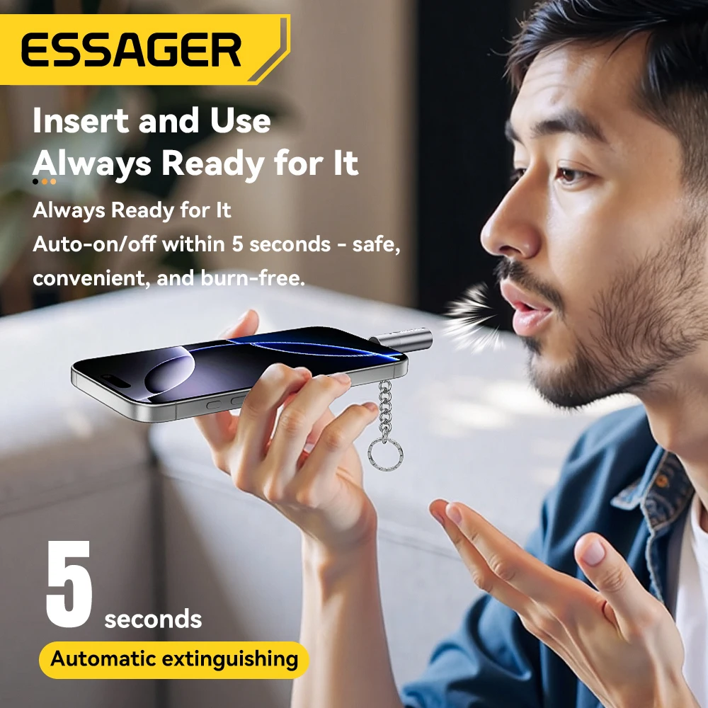 Essager USB-C Mini encendedor de alambre de tungsteno, seguridad para encendido para viajes aéreos, sin llama, apagado automático, encendedor de cigarrillos Typec