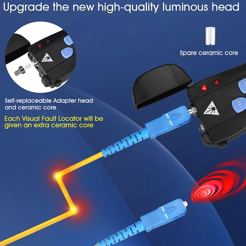COMPTYCO FTTH Mini Visual Fault Locator 1/10/20/30/50mW VFL เครื่องทดสอบสายเคเบิลไฟเบอร์ออปติก SC/FC/ST 2.5 มม.